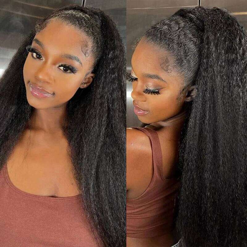 Yiwigs 12A Grade Double Drawn Kinky Straigt 100% Human Bundles With 4x4 Real HD Lace Closure Hair Weave Extensions Thick