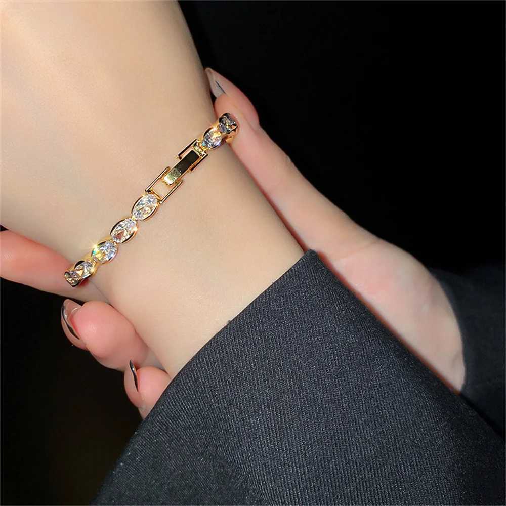 Exquisite Geometry Tennis Bracelets for Women AAA Cubic Zirconia Crystal Bracelets Bead Chain Party Jewelry Accessories Gift W250606