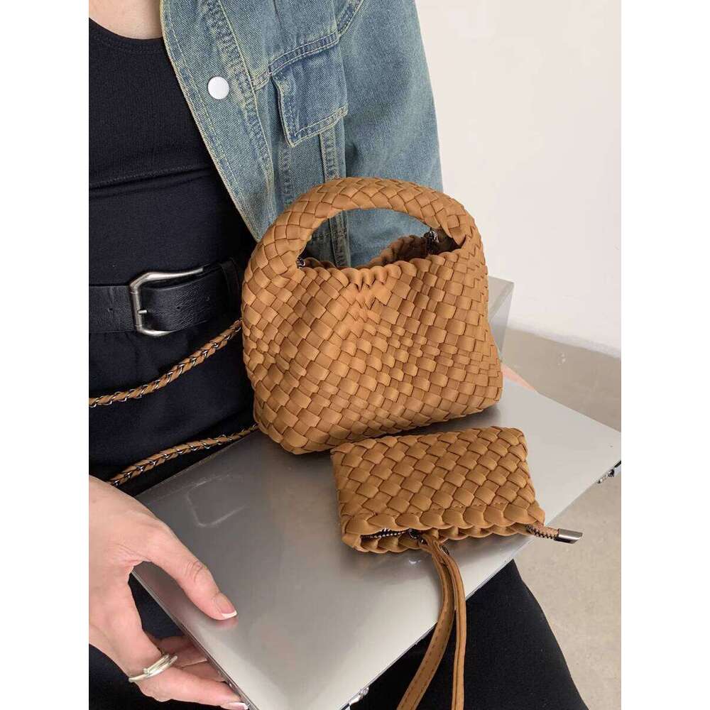 New Korean Style Satin Fabric Handwoven Exquisite Small Basket Chain Bag