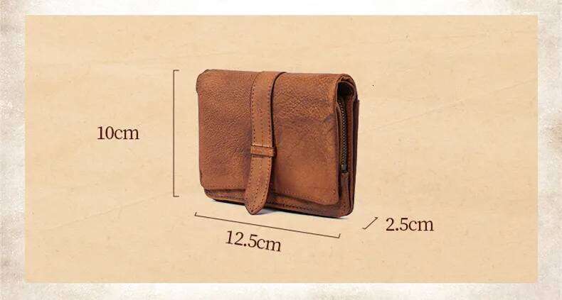 Genuine Women Short Wallet Folding Handmade Female Mini Coin Purse Card Holder Retro Leather Small Wallets 2025 New
