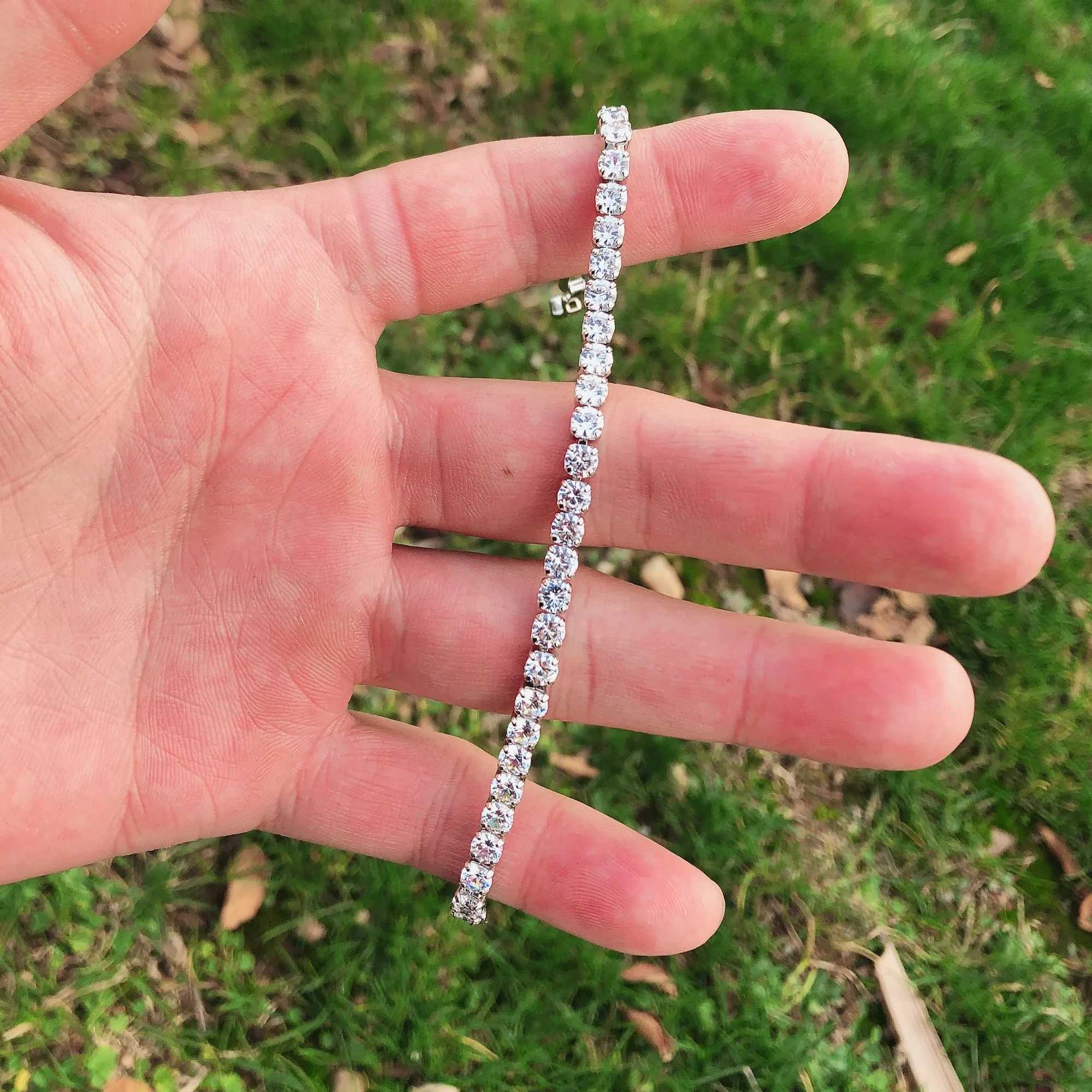 Tennis Bracelet White Gold filled 3-5mm Round Simulated Diamond Bracelets For Women Men Engagement Wedding Gemstone Jewelry W250606