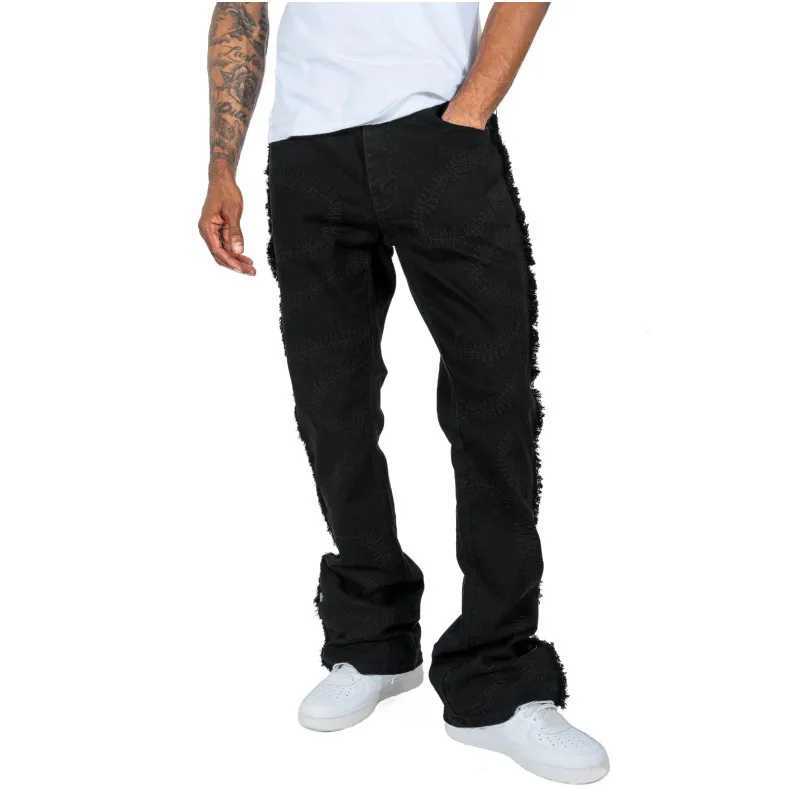 Mens Spring Summer Jeans Bottoms Fashion Embroidery Vintage Strtwear Denim Long Pants with Multi Pockets Casual DailyC250606