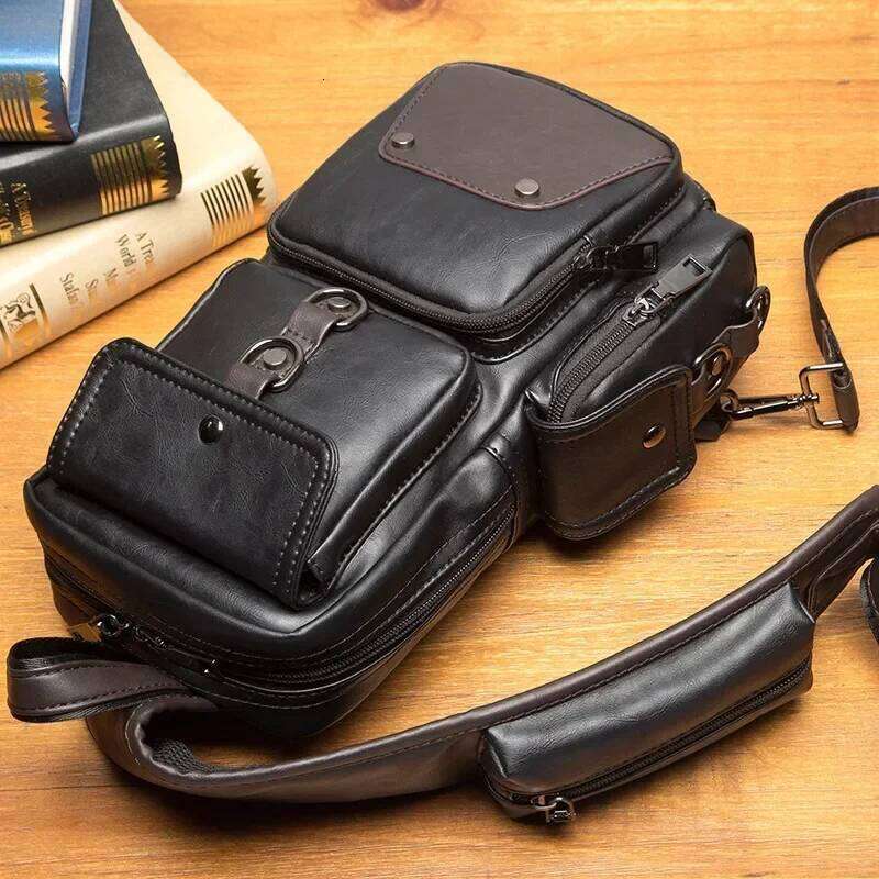 Vintage Designer Leather Crossbody For Men Messenger Chest Fashion Casual Bag Waterproof PU Single Shoulder Bags