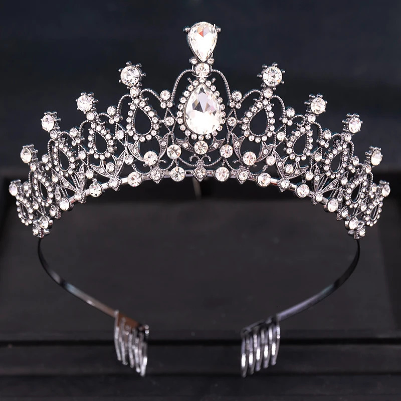 Baroque Crystal Crown Tiara With Comb Rhinestone Prom Diadem Heaband Women Bridal Wedding Hair Accessories Jewelry Crown Tiara 250529