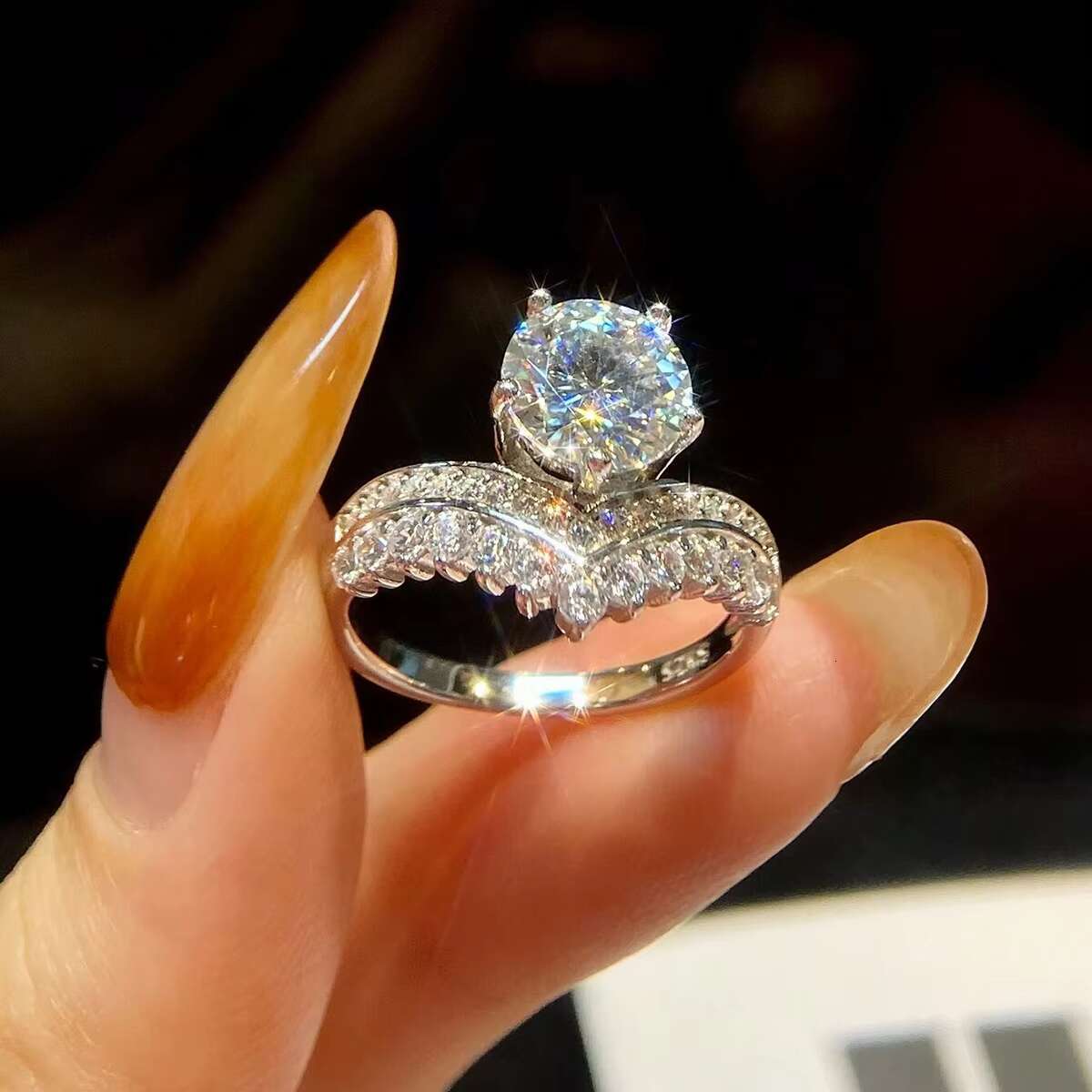 Wholesale Pure S925 Sterling Silver Gra Diamond Moissanite Ring Wedding Fine Jewelry for Women