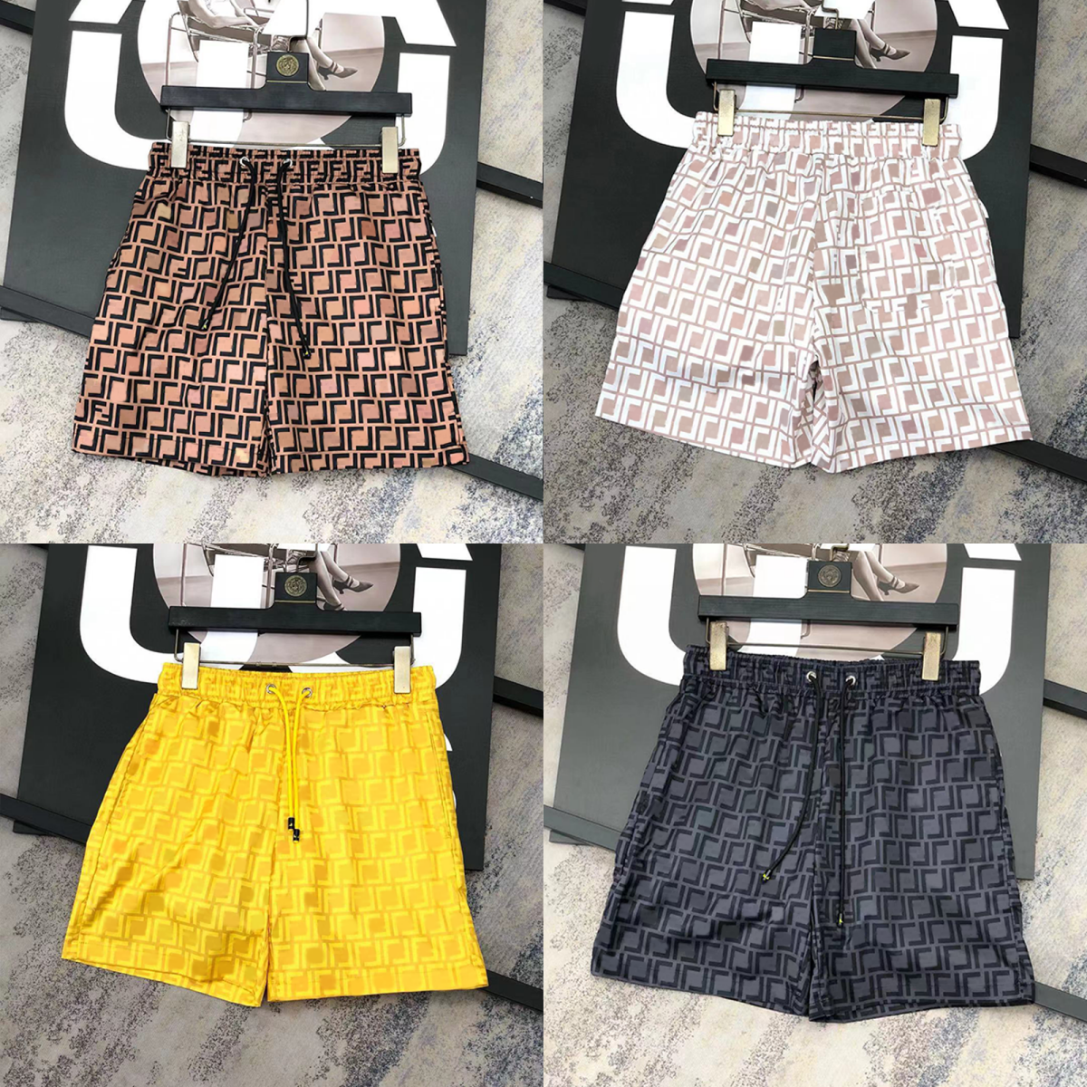 Men's Beach Shorts New Summer Style Trendy Brand Letter Design Seaside Swimming Quick-Drying Casual Sports Attire
