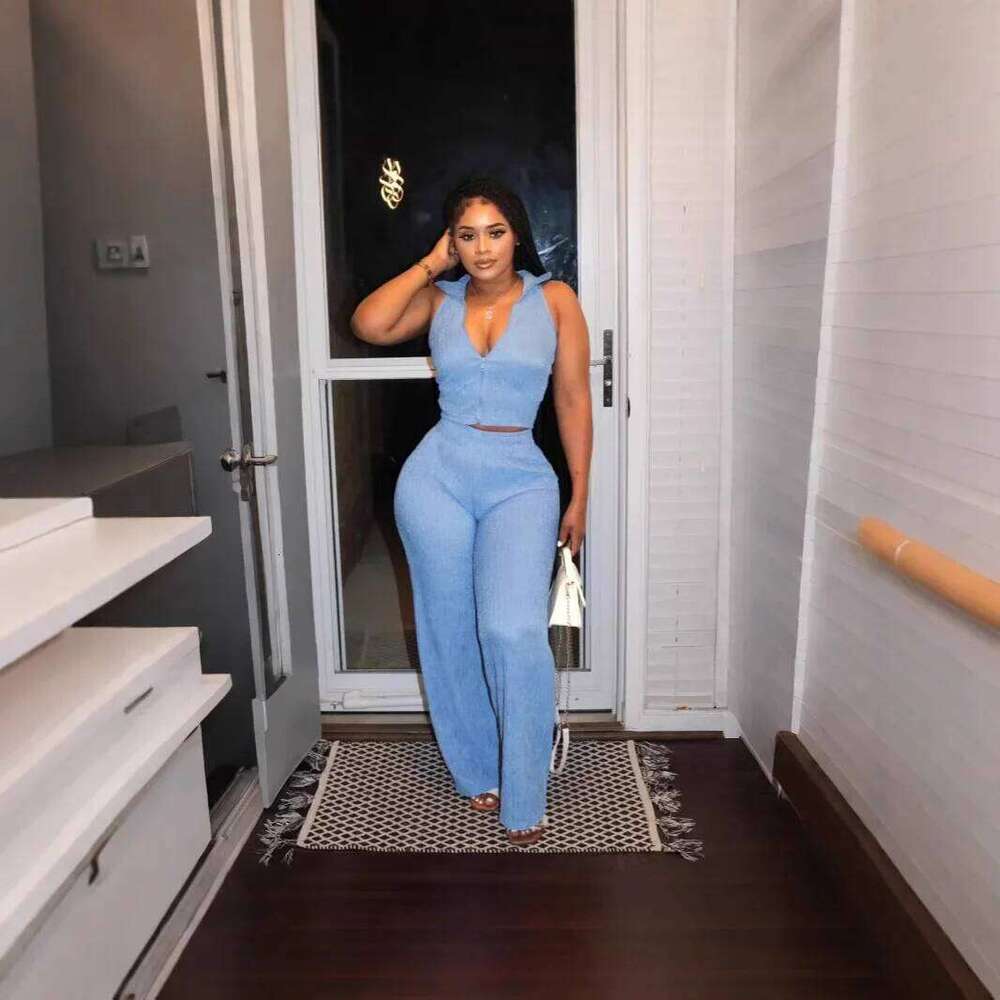 Women's Two-piece Lapel Sleeveless Top Pleated Casual Pants Set for Summer 2025