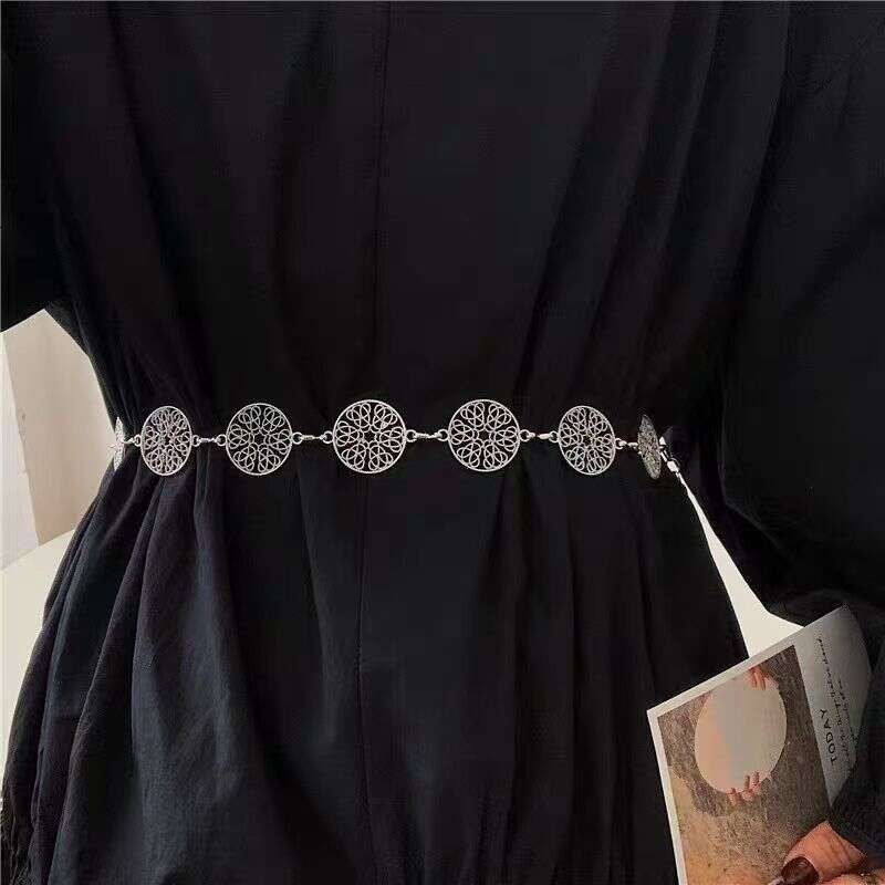 Metal Hollow Circle Chain for Women, Unique Versatile Clothing Decoration Waist Chain, Fashion Accessories