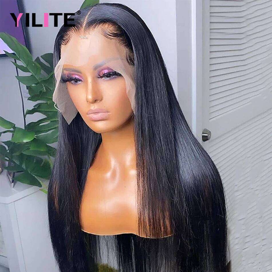 Super Double Drawn Bone 100% Human Hair Wigs 13x6 Transparent 13x4 Frontal Pre Plucked Straight Lace Front Wig