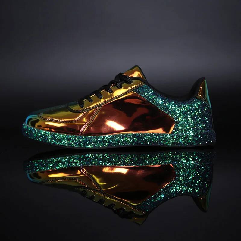 Ddmyoutdoor Women Gold Glitter Shinny Bling Fashion Casual Oxford Shoes Woman Lady Ballet Flats Glossy Sneakers Espadrilles Outdoor Shoes