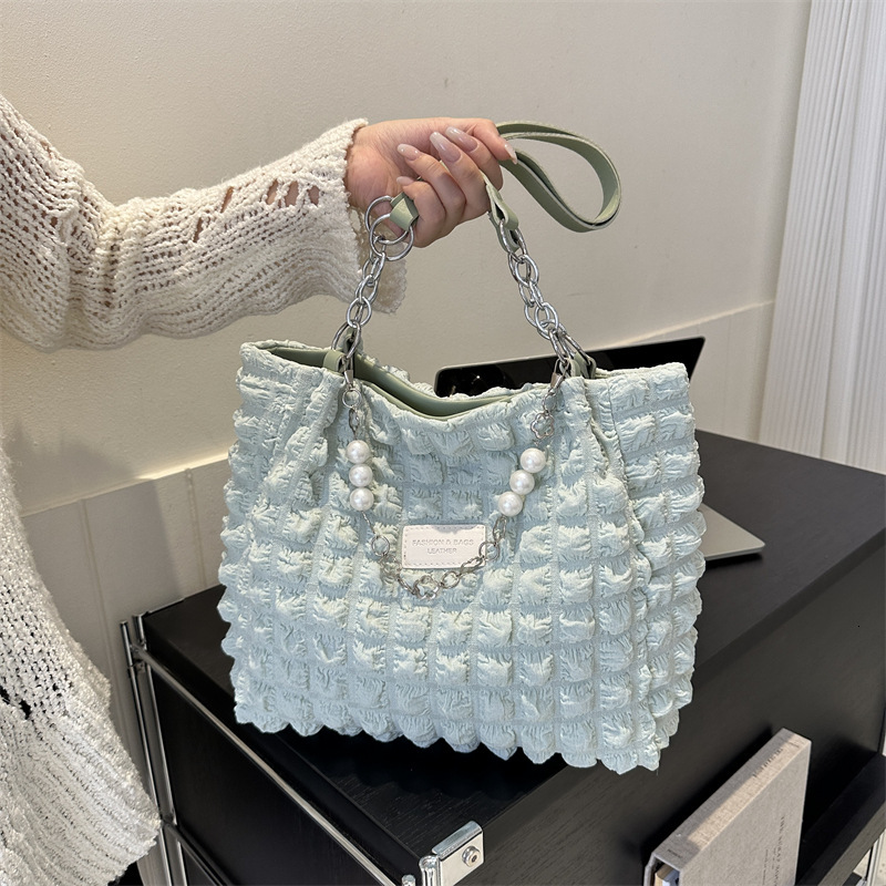 designer 2025 New Fashion Bubble Plaid Handbag Shoulder Large Capacity Tote Bag for Women Supports Wholesale and Mixed Orders