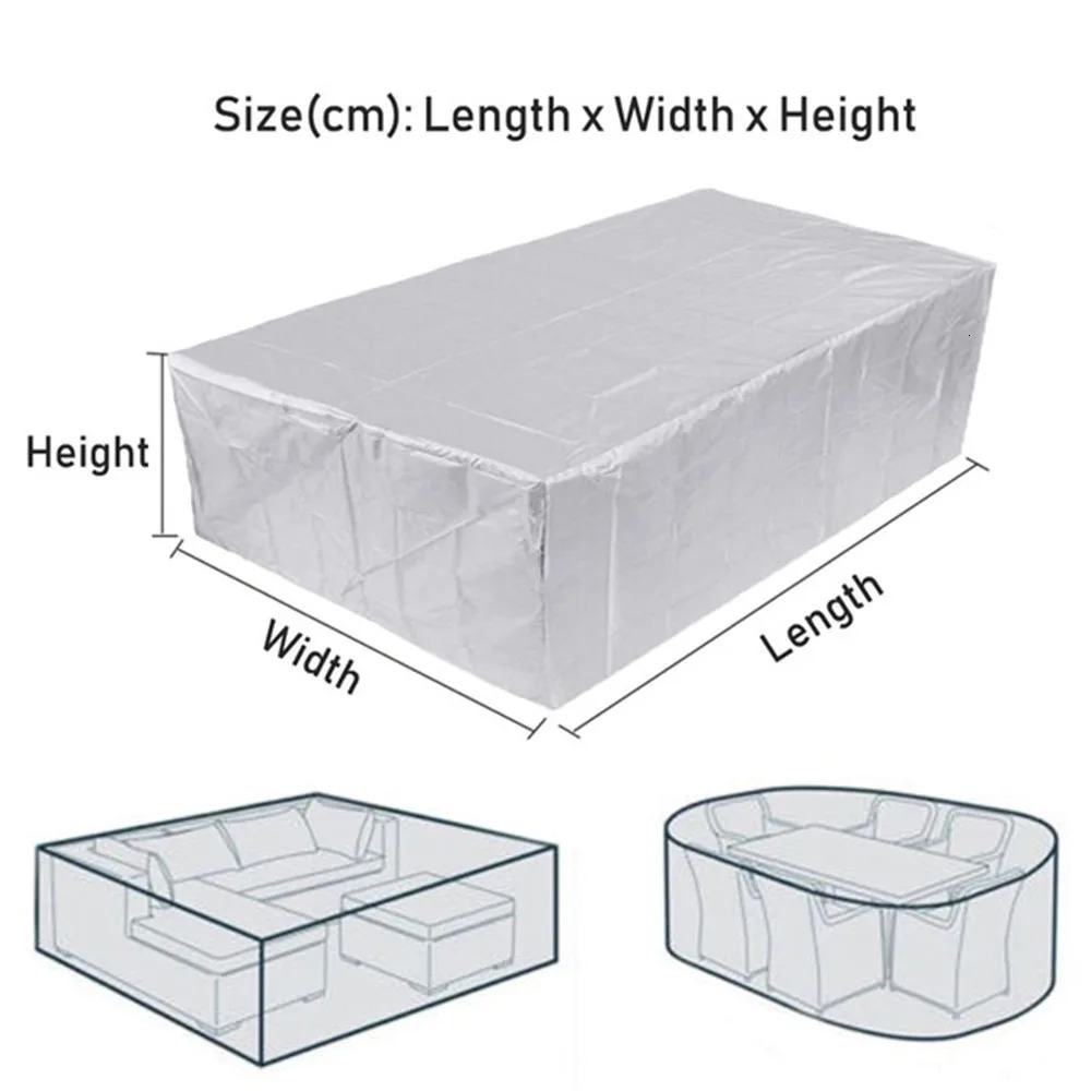 210D Heavy duty Waterproof Patio Furniture Cover Rectangular Garden Rain Snow Outdoor Cover for Sofa Table Chair Wind-Proof 250530