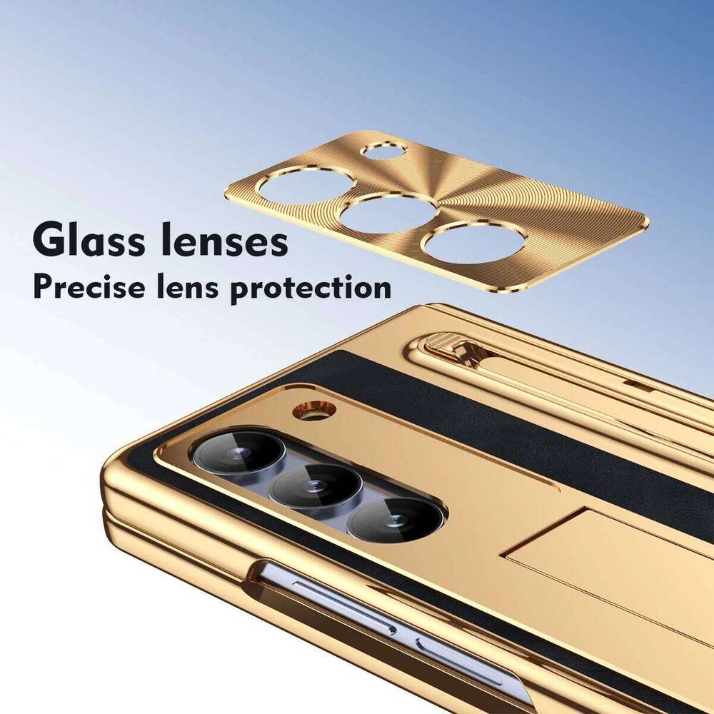 RENGZ Slot with Glass Film For Samsung Galaxy Z 6 Fold 5 4 Case Anti-fall Hinge Leather Protection With S Pen Cover