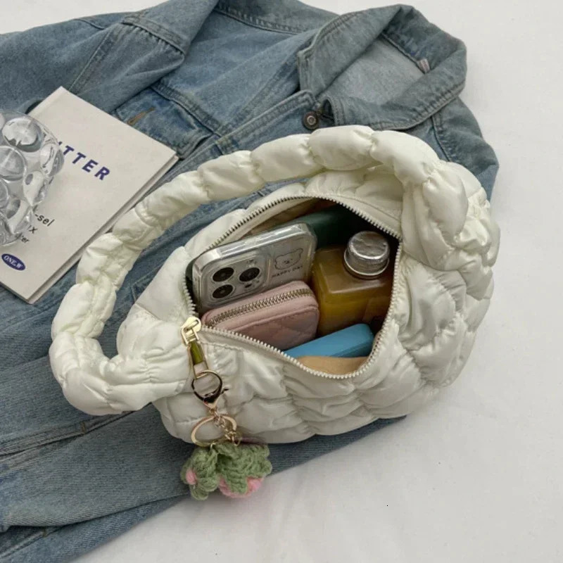 Womens Bag Korean Version Sweet Girly Style Shoulder Bag Fashion Casual Bubble Dumpling Bag Fold Cloud Bags Fashion Exquisite 250605