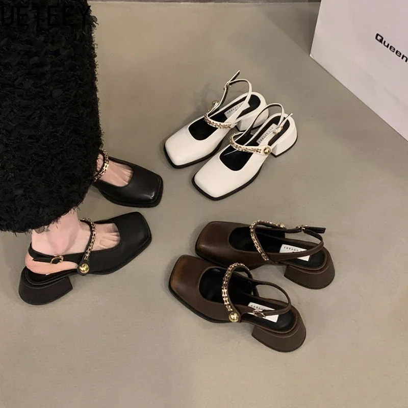 Square Toe Women Mary Jane Shoes Fashion Shallow Shoes Spring Ladies Elegant Party Dress Pumps 250605