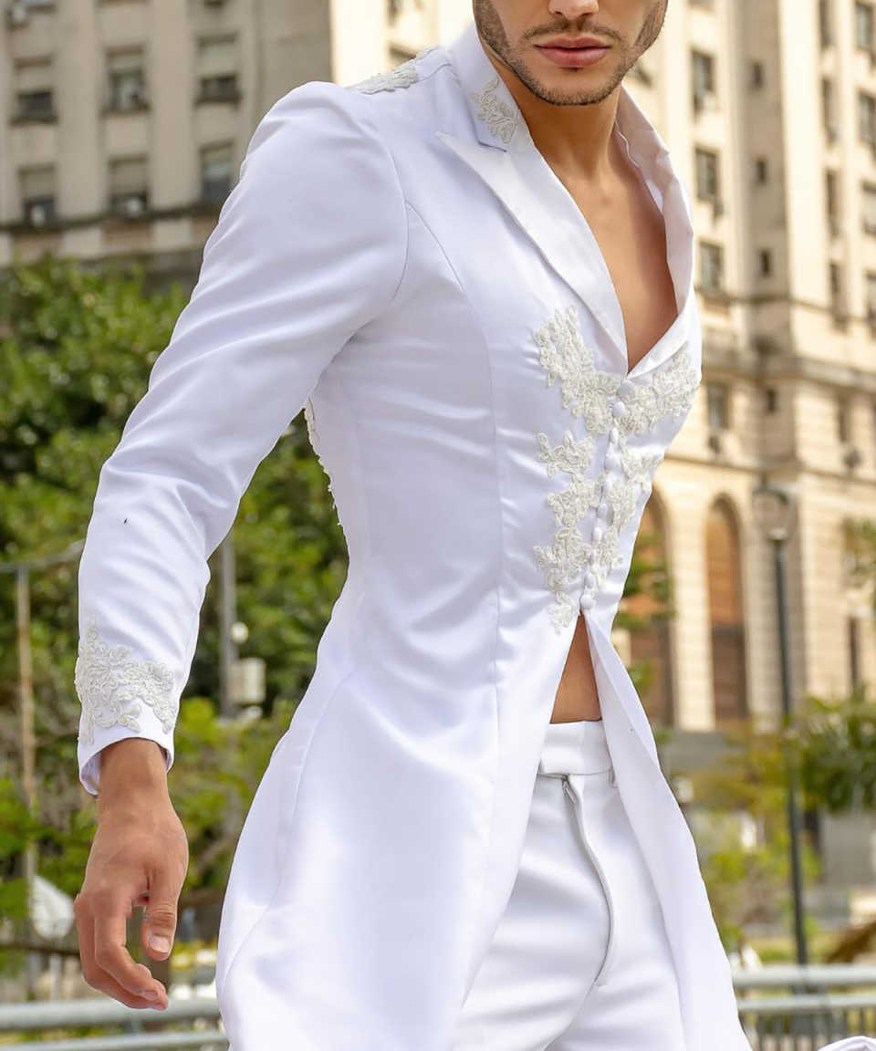 Costume Men Suits Customized 2 Pieces Groom Wedding Party Tuxedos Slim Fit Male Long Blazer Homme