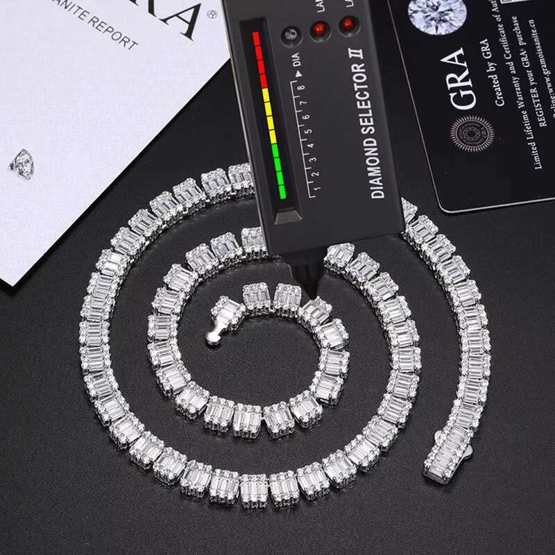 Luxury 8mm 925 Sterling Silver D VVS Moissanite Tennis Chain Bracelet Iced Bling Tennis Necklace for Women Hip Hop Style Jewelry