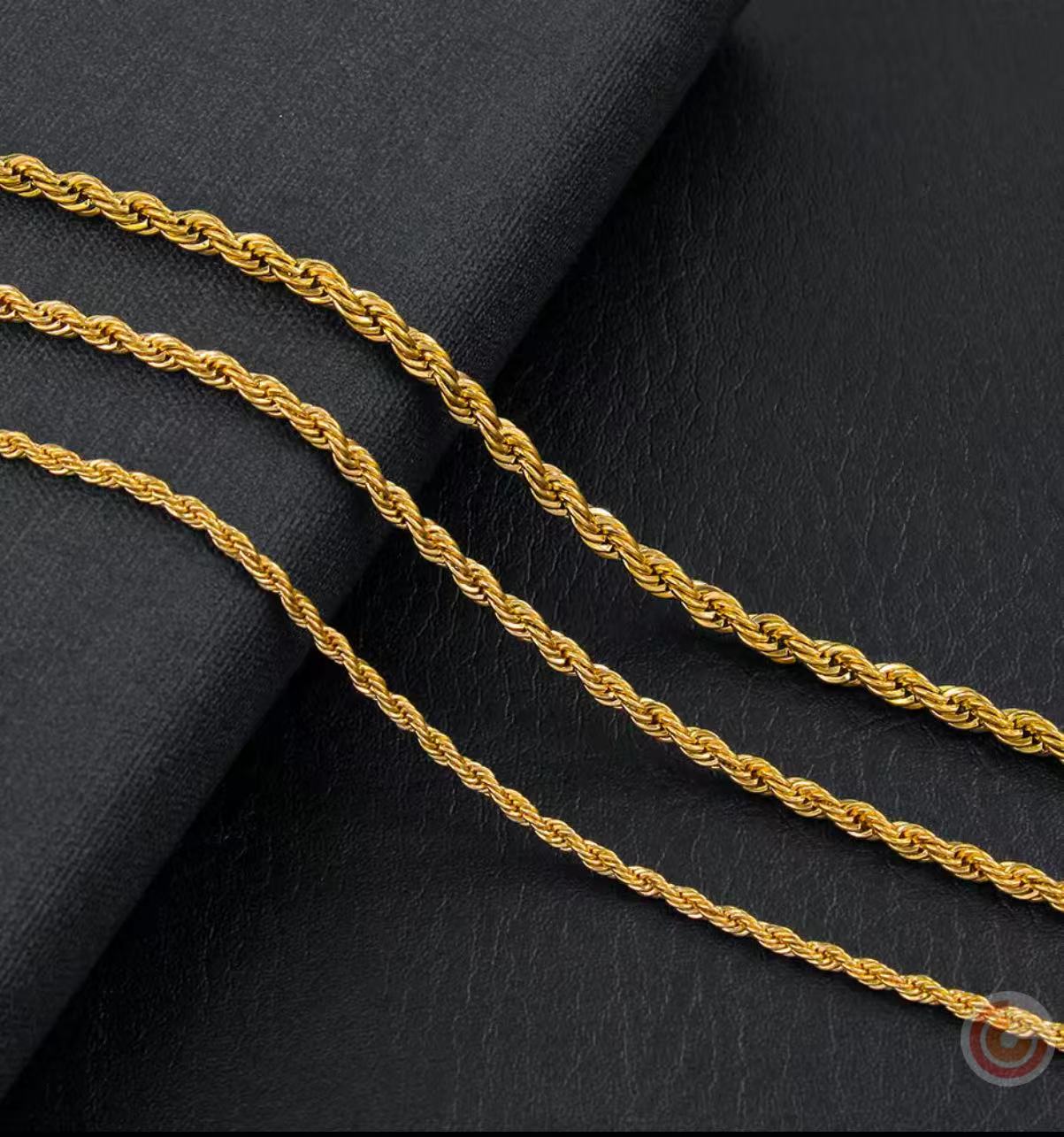 Mens Hip Hop NecklacePure Filled Real Solid Gold Men Simple Style Rope k Chains