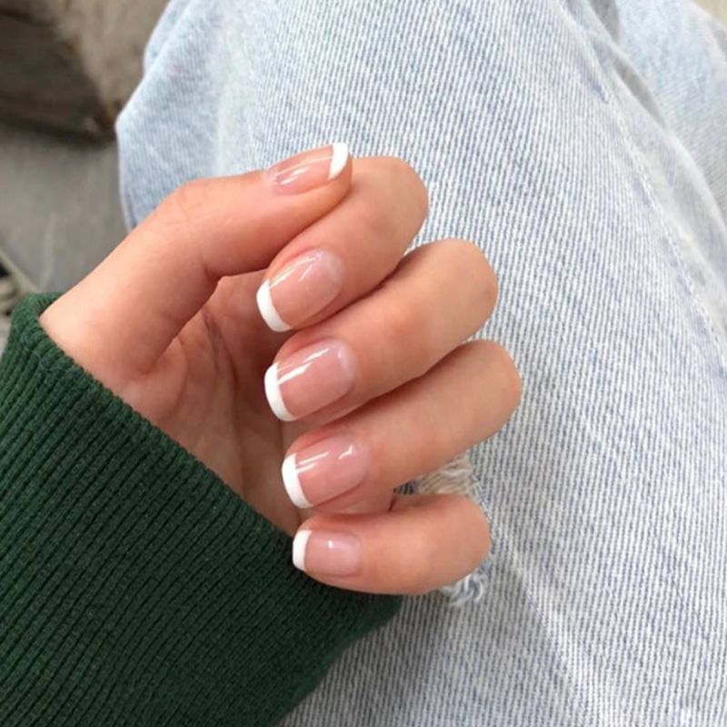 Natural Nude White French Nail Tips Full cover UV Gel Press on False Nails Ultra Easy Wear For Home Travel