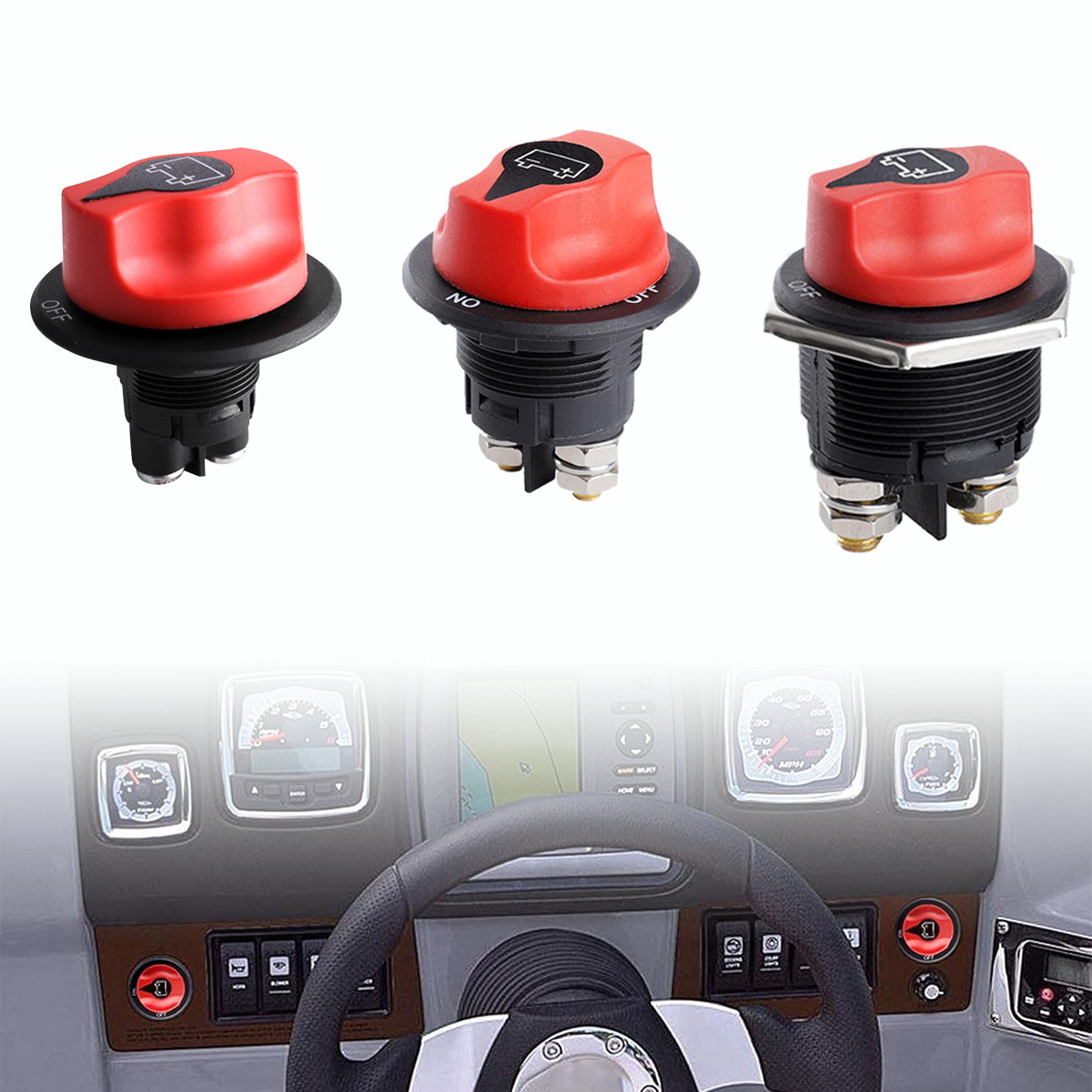 Car Battery Disconnect Two-Pack Yacht DC Push Button Insulated Waterproof Main Power Switch