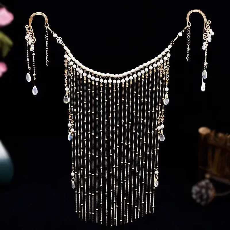 Chinese Style Face Curtain Vintage Hanfu Hair Accessories Girl Long Pearl Mask Masquerade Step Shake Ears Hanging Retro Jewelry Z250605