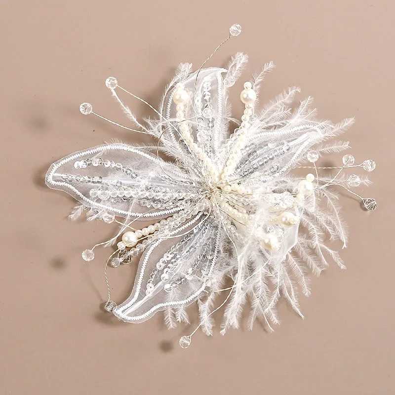 Vintage Fascinator Lace Flower Duckbill Clip Dance Show White Floral Mesh Flower Hairpin Bridal Wedding Veil Headwear Girl/Women Z250605