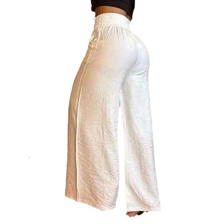 Solid Wide-Leg High-Waist Loose Slimming Flared Pants, Color Customizable B5