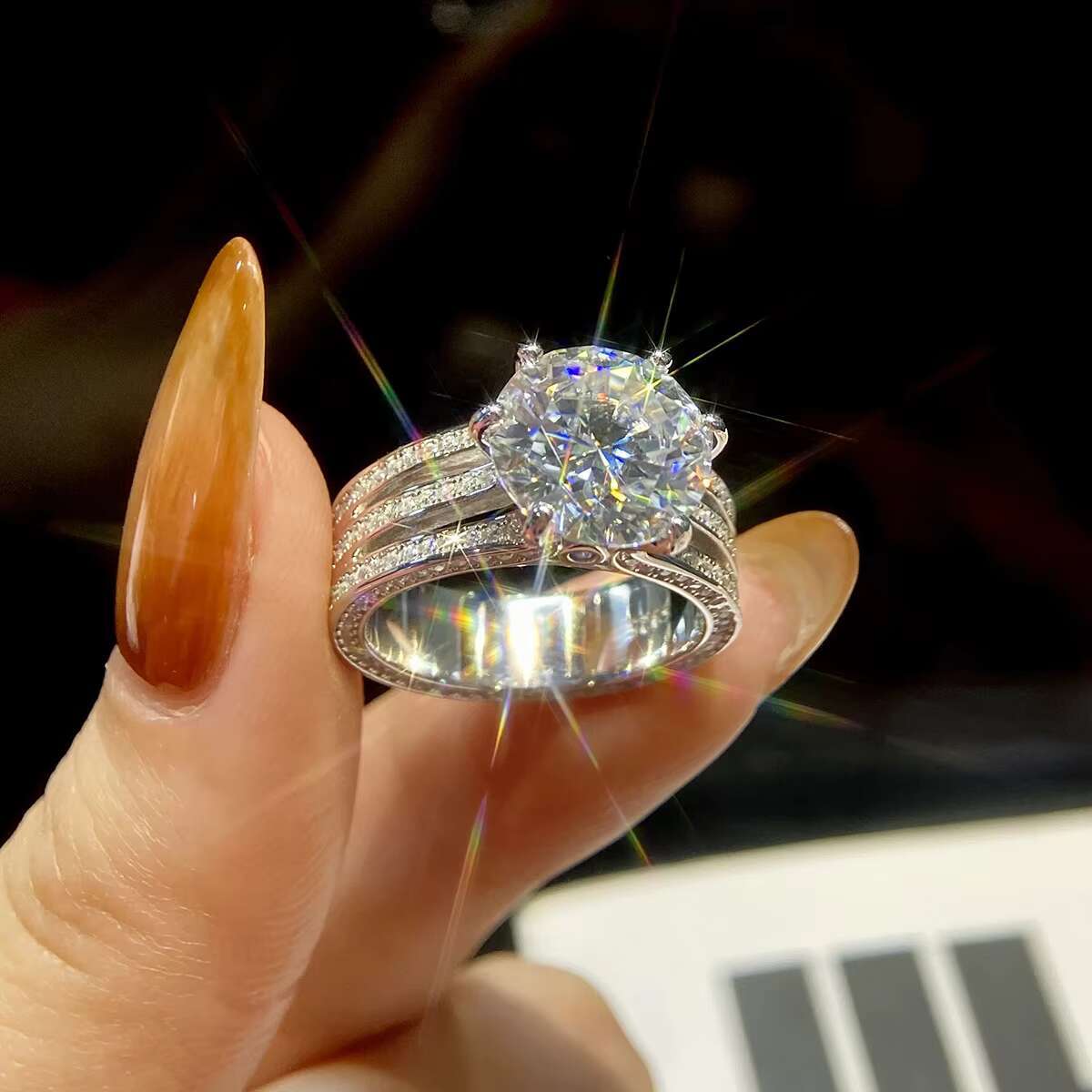 GRA Certified D Color 5ct Moissanite Diamond Wedding Ring 925 Sterling Silver 18k Gold Plated Women Wedding Luxury Fine Jewelry