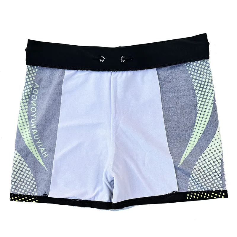 European size Geometric Graphic And Letter Print Mens Swim Trunks With Drawstring Quick Dry And Stretchable Shorts For Summer 250530
