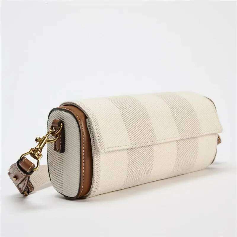 Women Brand Canvas Striped Crossbody Casual Pillow Boston Bowling Messenger Bag