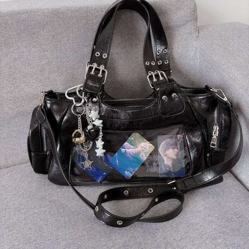 Patchwork Contrast Color Y2k Punk Shoulder Bags Vintage Aesthetic Casual Women's Handbags Fashion Ladies All Match Underarm Bag