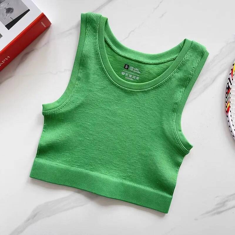 Sexy Women Sports Fiess Running Crop Top Sleeveless Vest Solid Color Knitted Short Sleeve Gym Yoga Tops Shirt