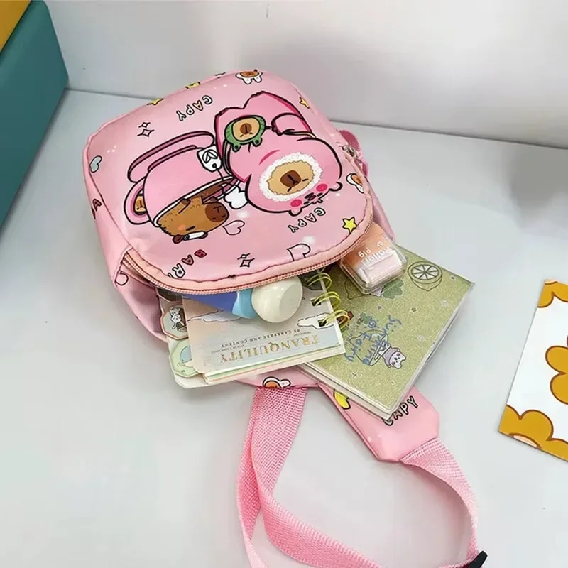 124PCS Capybara Girls Child Backpacks Student Birthday Gift School Bags Durable The Single Shoulder Bag Gifts 250605