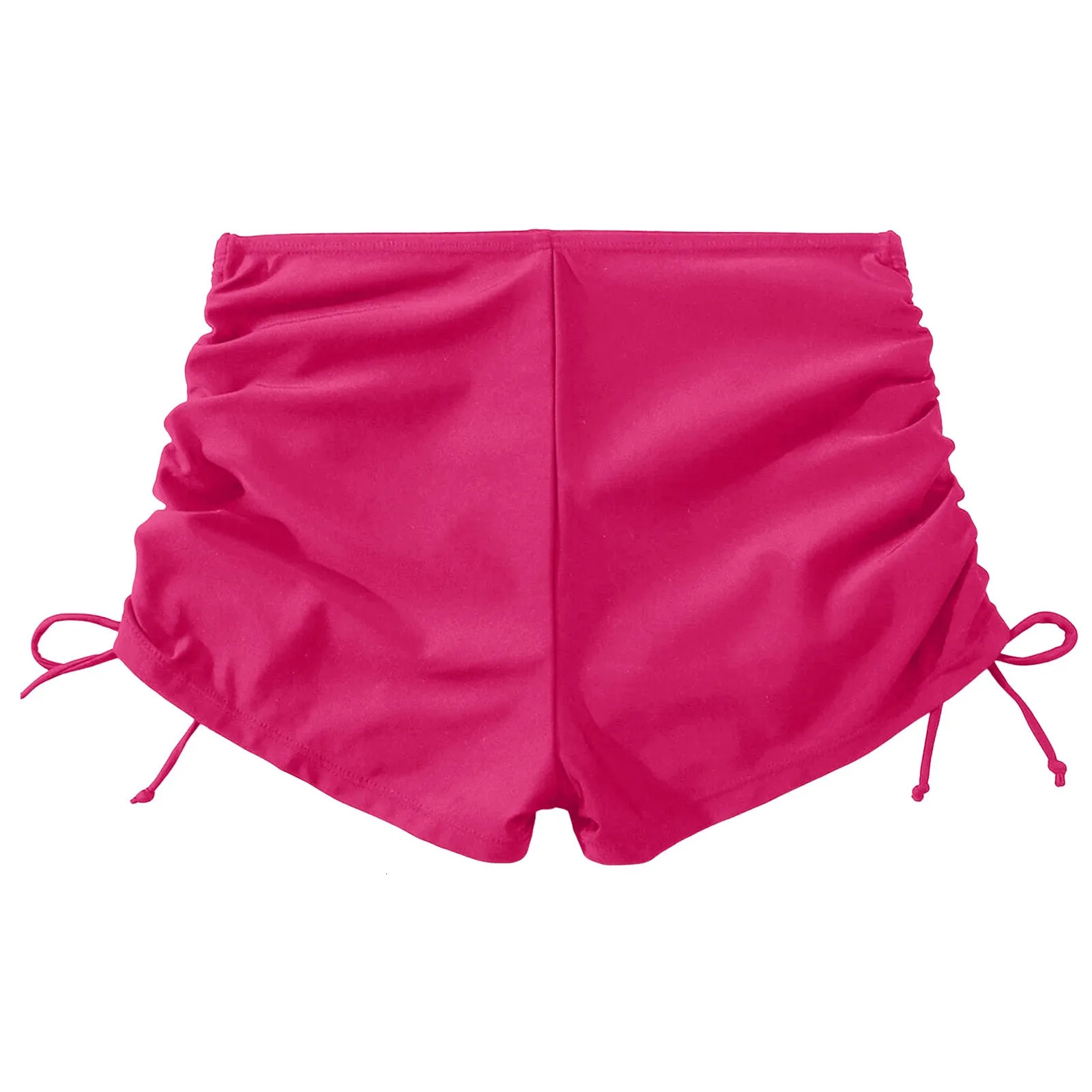 Women Drawstring Side Bikini Bottom High Waist Ruffled Sexy Swimwear Ruched Full Coverage Shorts WomenS Swimsuit 250530