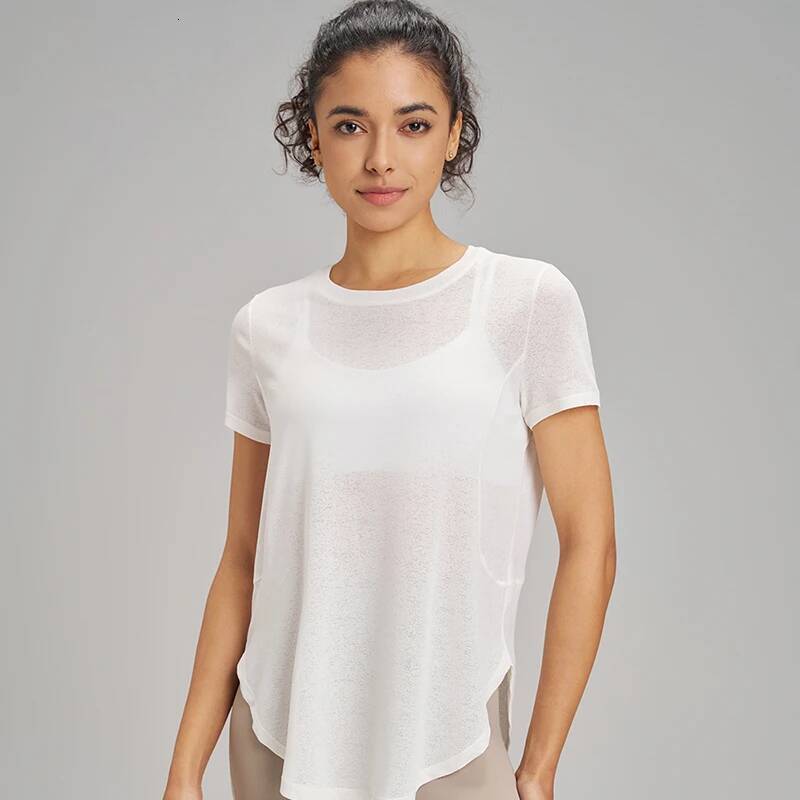 Hollow loose hoodie fiess leisure sports short sleeve mesh breathable lightweight yoga clothing women