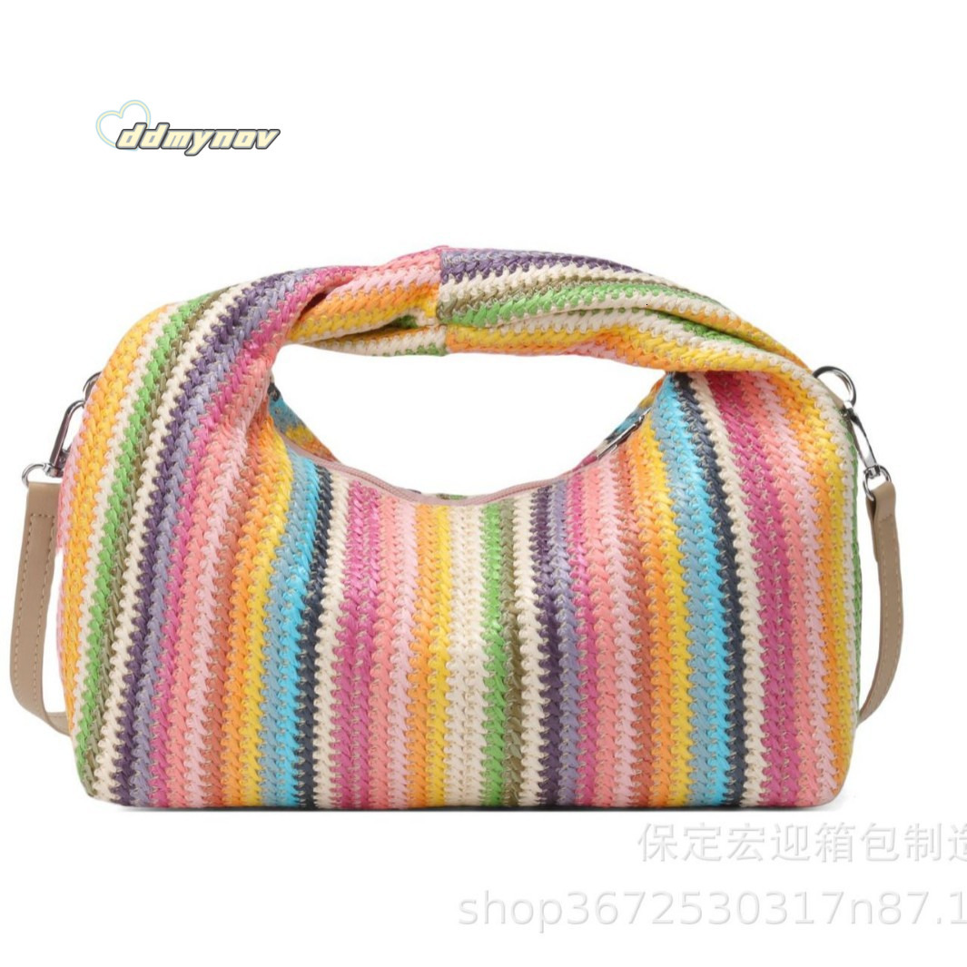 Women's Fashion 2025 New Straw Woven Shoulder Handbag Underarm Bag for Women ddmynov