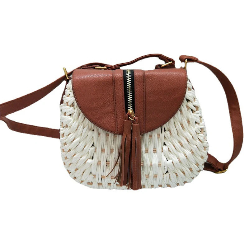 Small Fresh Crossbody Straw Bag Beach Vacation Leisure Shoulder Womens Woven Bag 250605