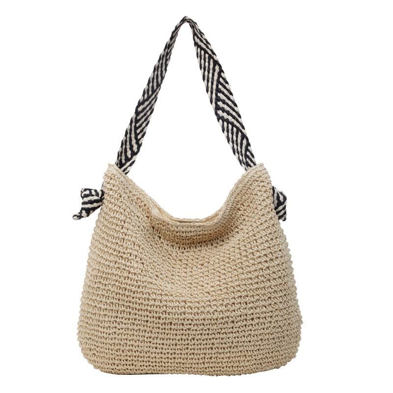 designer Summer Large Capacity Straw Woven Bag for Women 2025 New Beach Vacation Shoulder Bag Commuter Tote Bucket Bag