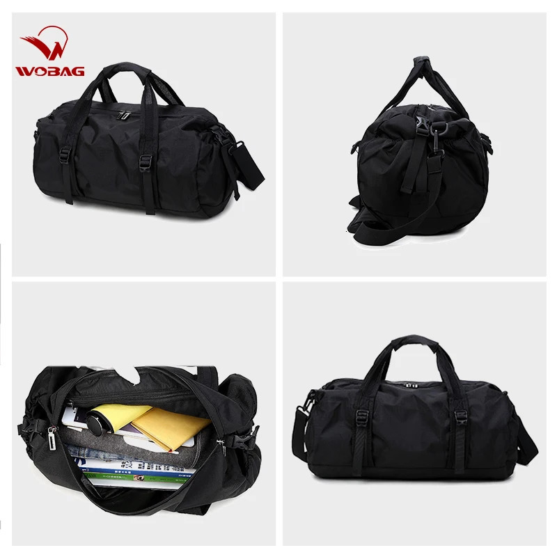 Fashion Black Weekend Short-distance Travel Bag Foldable Men Sports Training Handbag Large Capacity Yoga Women Duffel Bag 250605