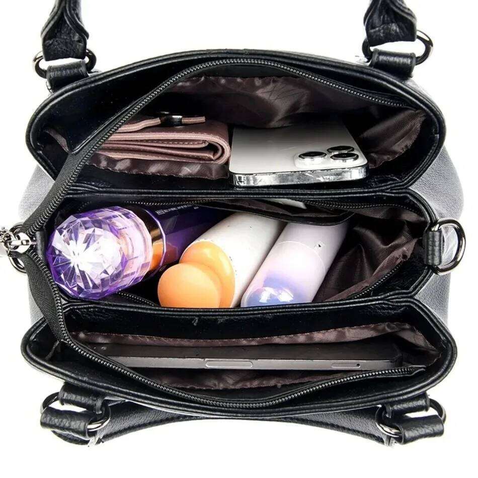 3 Layers Casual Handbags High Quality Soft Leather Messenger Sac Designer Tote Shoulder Crossbody Bags For Women 2024 New