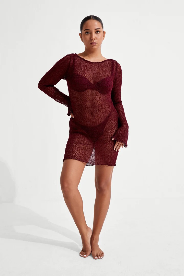 Summer's new European and American cross-border knitted sexy beach dress, smock, cutout vacation dress, women's summer dress