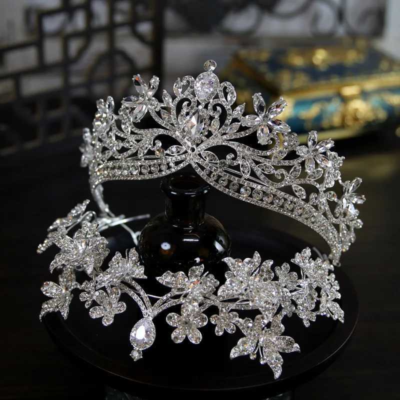 2pcs Bridal Tiara Bow Tie Rhinestone Wedding Crown Hair Accessories Women Luxury Bride Diadem Headdress Headband Party Jewelry Z250605