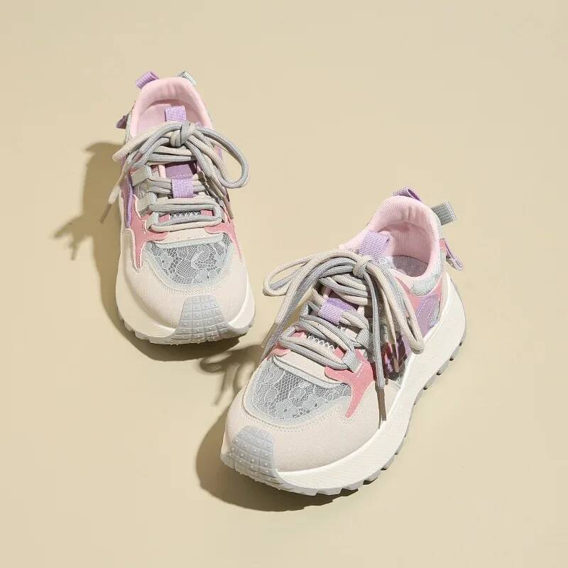 Ddmyoutdoor Sneakers Women S Platform Sports Leisure Lace Up Vulcanize For Outdoor Casual Running Walking Shoes Outdoor Shoes