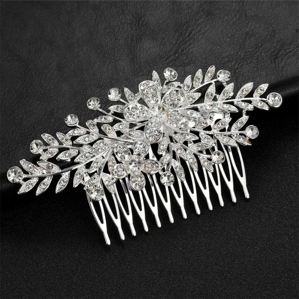 Wedding Hair Comb Bride Tiaras Headdress For Women Rhinestone Flower Hairpin Hair Clip Elegant Girls Prom Headpiece Hair Jewelry Z250605