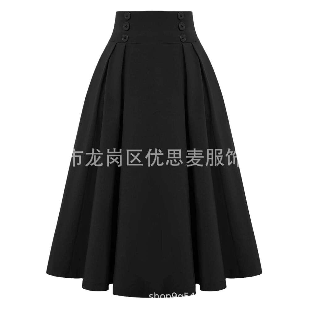 24 New Color-Block Decorated Plaid For Women Versatile Flared Skirt B5