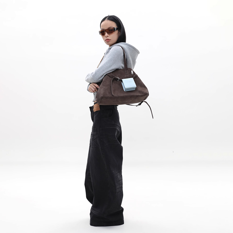 Free Shipping Brand Original Suede Brown Gallini Designer Handbag Multi-shape Modern Tote Bag For Women Large Luxurious Capacity Shoulder Crossbody Ba