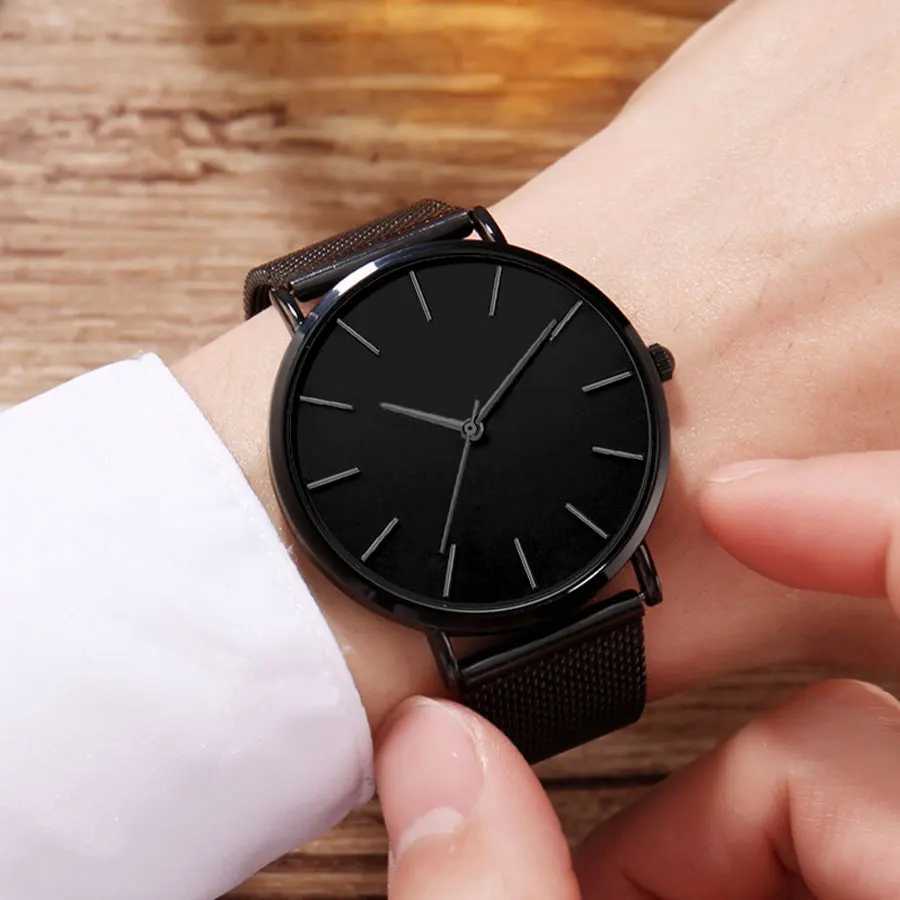 Korean version of minimalist ultra-thin couple watch with mesh scale fashionable mens and womens quartz watch gift party watch Y250605