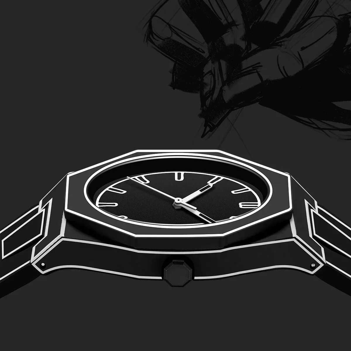 Modern Minimalist Sketching Creative Sports and Leisure Watch Creative Design Waterproof Watch Y250605