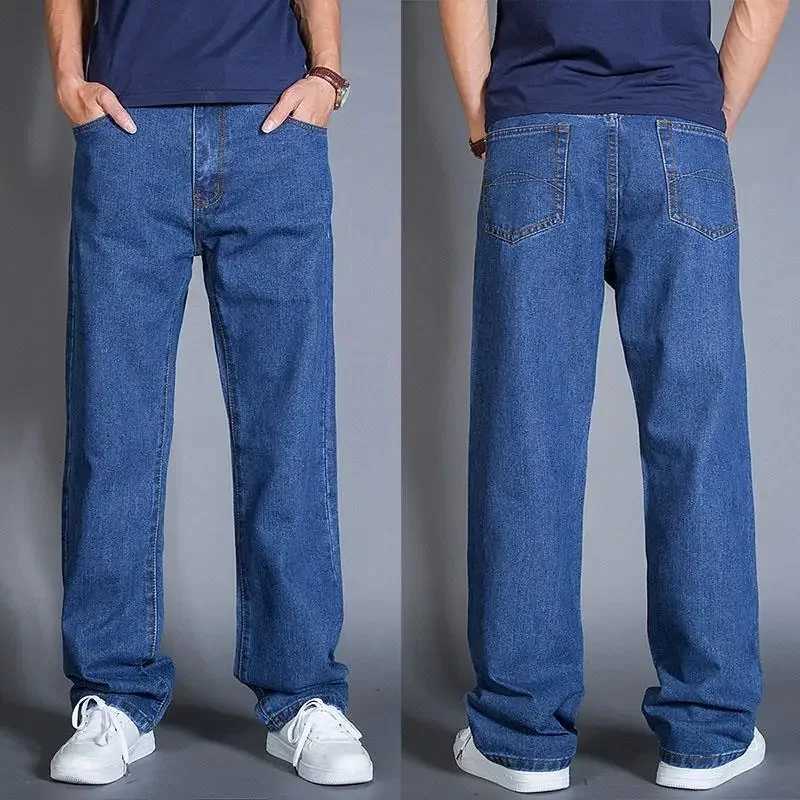 Mens Cowboy Pants Straight Trousers Oversize Wide Leg Mens Jeans Casual Summer Regular Original Harajuku Comfortable Washed Xs Z250605