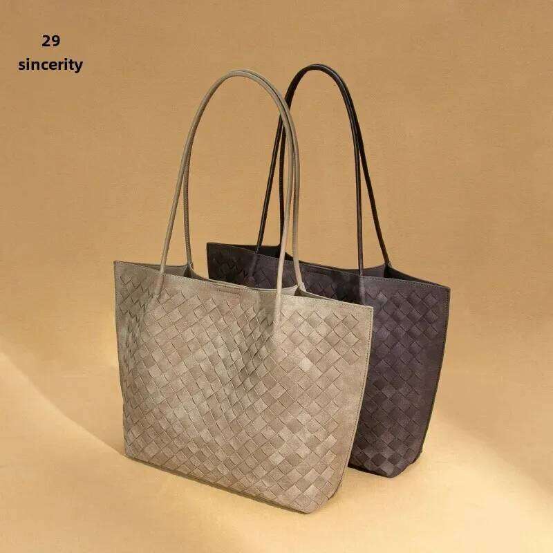 Design Bag Autumn/Winter New Large Capacity Single Shoulder Woven Frosted Handbag Trendy Stream Mother Tote Bag Women's Brand Bag Brand Bag